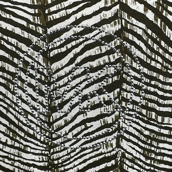NWT MICHAEL Michael Kors Long Sleeve Zebra Print Bling Logo Top M - Picture 2 of 16